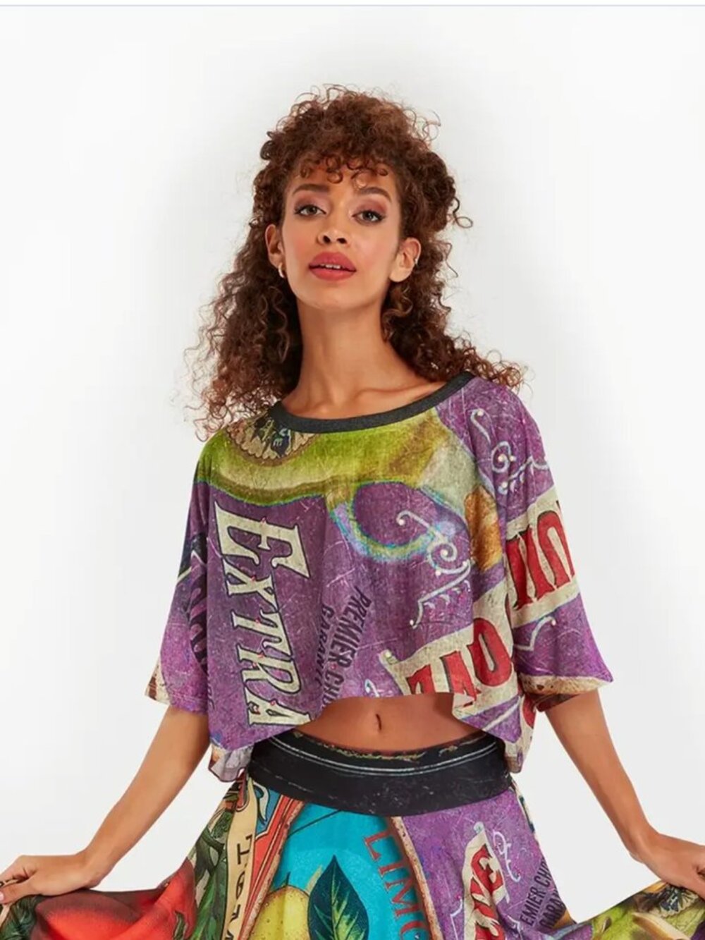NWT IPNG Istanbul Hand Beaded Graphic Crop Top 1/S Made in Turkey $168